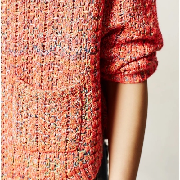 Anthropologie Moth Coral Marled Swing Sweater Large - Picture 5 of 15